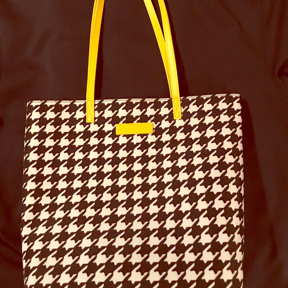 Vera Bradley Black & White purse with yellow trim.